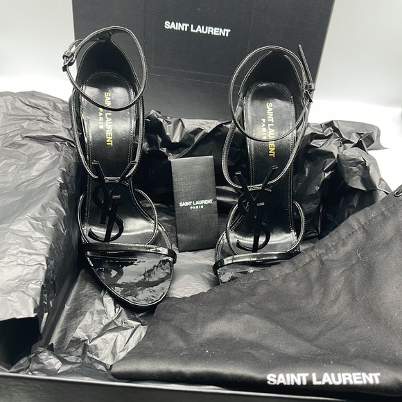 SAINT LAURENT 110MM PATENT LEATHER PLATFORM SANDALS, SIZE 40IT, COLOR NERO/BLACK - Picture 7 of 9